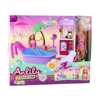 Set Za Lutke Anlily Na Plaži S Bazenom, Palmom I Stalkom Za Piće 5