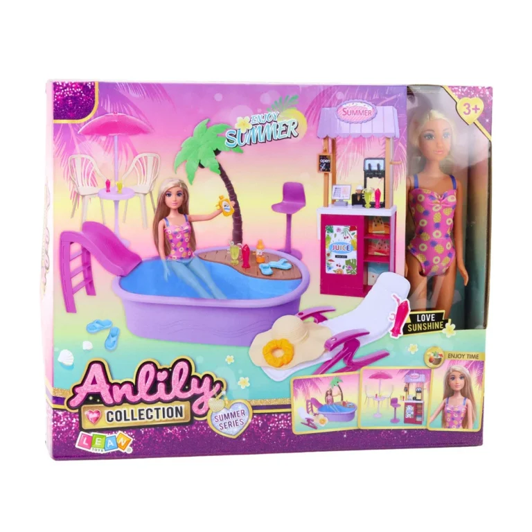 Set Za Lutke Anlily Na Plaži S Bazenom, Palmom I Stalkom Za Piće 5