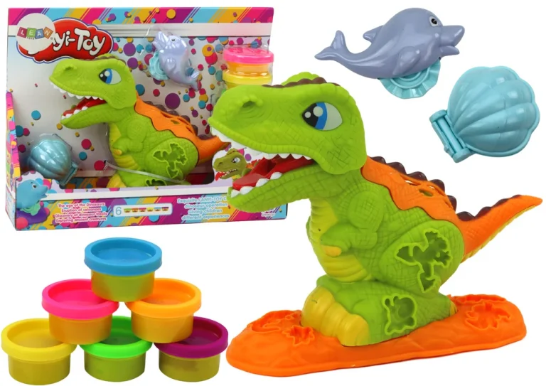 Set Za Plastelin S Dinosaurima, 6 Boja, Kalupi I Kapice 1