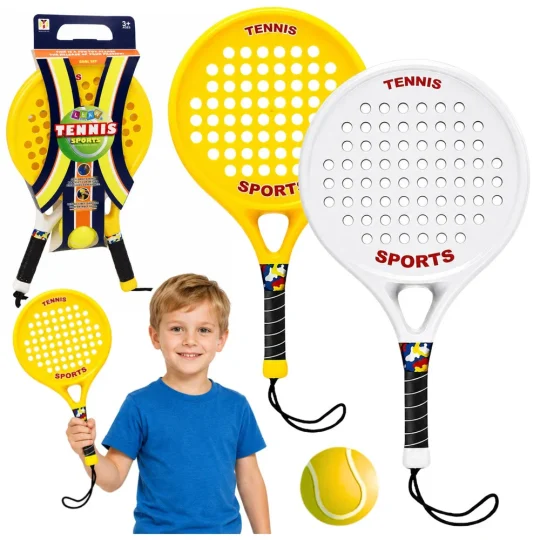 Set Za Plažni Tenis S 2 Reketa I Loptom Od Pjene, žuto Bijeli 1