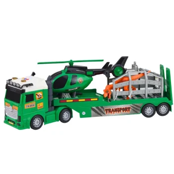 Set Za Prijevoz Dinosaura, Vučni Kamion, Helikopter I Kavez, Svjetla I Zvuk 2