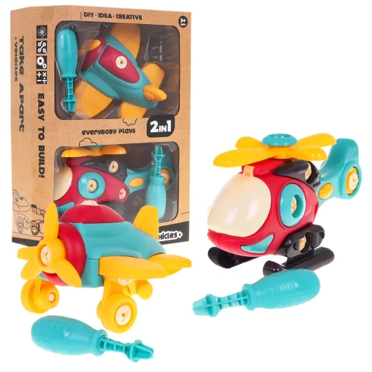 Set Za Sastavljanje 2 U 1 Avion I Helikopter 3+ 1