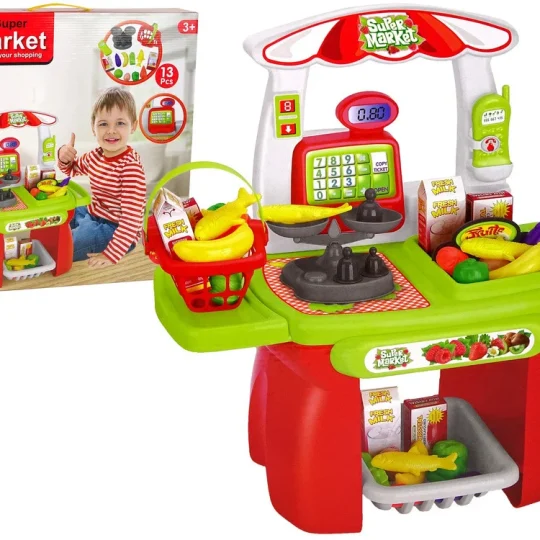 Set Za Supermarket S Vagom, Košaricom I Namirnicama 1