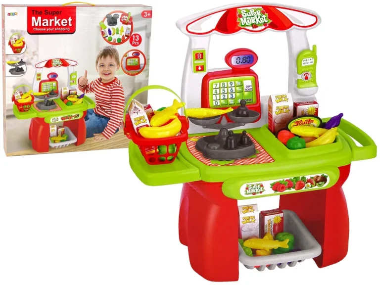 Set Za Supermarket S Vagom, Košaricom I Namirnicama 1