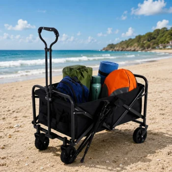 Sklopiva Vrtna Kolica Za Plažu, Crna, 120l 3