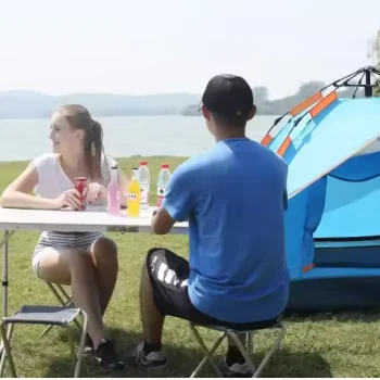 Sklopivi Kamperski Set Stol + 4 Stolice Bijeli 12