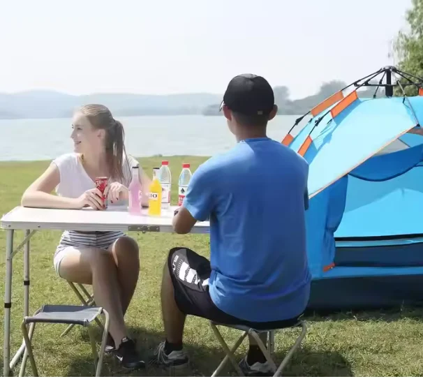 Sklopivi Kamperski Set Stol + 4 Stolice Bijeli 12