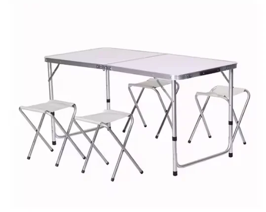 Sklopivi Kamperski Set Stol + 4 Stolice Bijeli 2