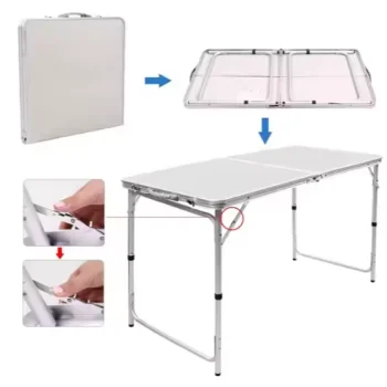 Sklopivi Kamperski Set Stol + 4 Stolice Bijeli 7