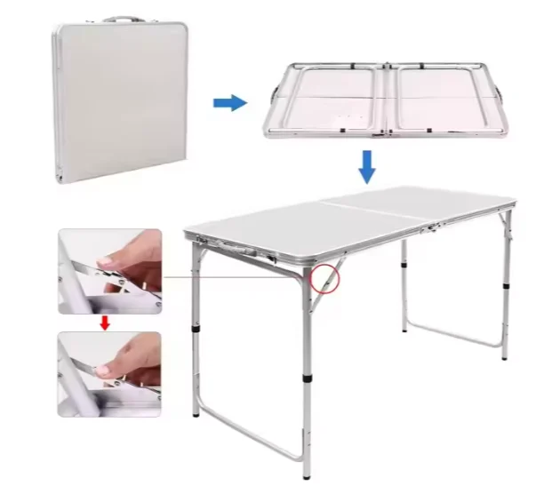 Sklopivi Kamperski Set Stol + 4 Stolice Bijeli 7