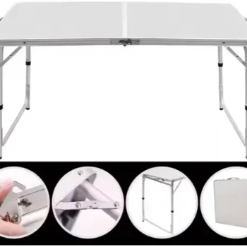 Sklopivi Kamperski Set Stol + 4 Stolice Bijeli 8