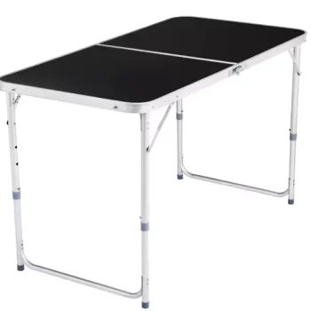 Sklopivi Kamperski Stol Aluminijski Crni 120 × 60 Cm 2