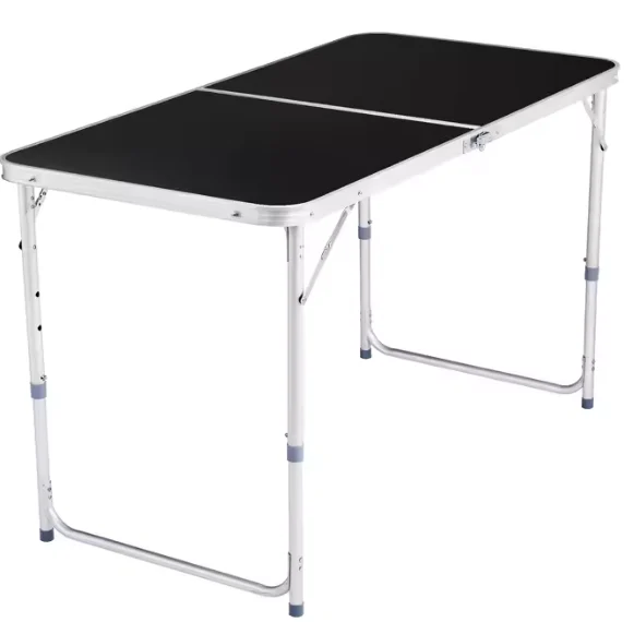 Sklopivi Kamperski Stol Aluminijski Crni 120 × 60 Cm 2