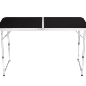 Sklopivi Kamperski Stol Aluminijski Crni 120 × 60 Cm 3