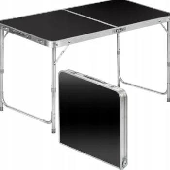 Sklopivi Kamperski Stol Aluminijski Crni 120 × 60 Cm 4