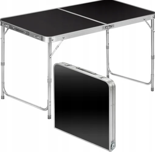 Sklopivi Kamperski Stol Aluminijski Crni 120 × 60 Cm 4