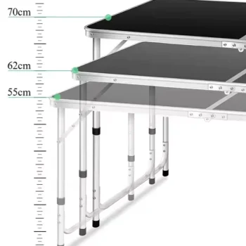 Sklopivi Kamperski Stol Aluminijski Crni 120 × 60 Cm 5