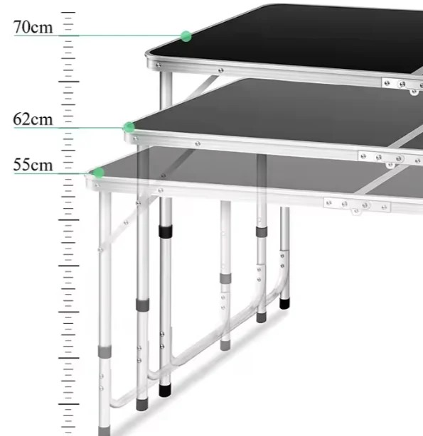 Sklopivi Kamperski Stol Aluminijski Crni 120 × 60 Cm 5