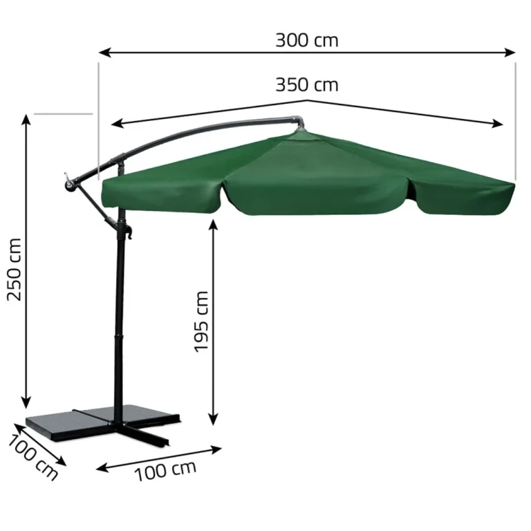 Sklopivi Vrtni Suncobran, 6 Dijelova, 350 Cm, S Navlakom, Plonos Pl 880, Siva, Var. 488001 4