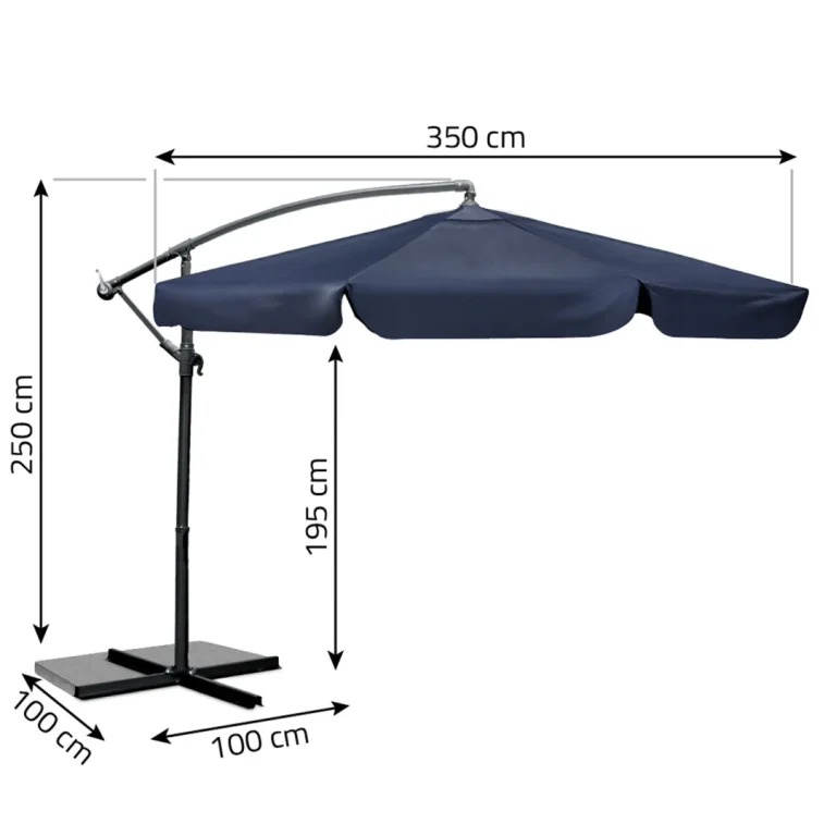 Sklopivi Vrtni Suncobran, 6 Dijelova, 350 Cm, S Navlakom, Plonos Pl 880, Siva, Var. 488002 5