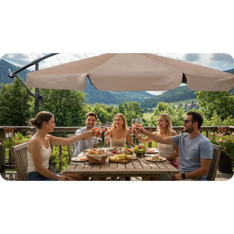 Sklopivi Vrtni Suncobran, 6 Dijelova, 350 Cm, S Navlakom, Plonos Pl 880, Siva, Var. 488003 9