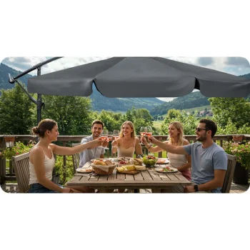 Sklopivi Vrtni Suncobran, 6 Dijelova, 350 Cm, S Navlakom, Plonos Pl 880, Siva 3