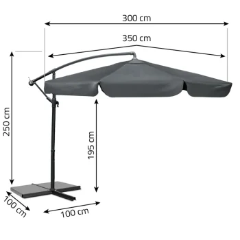 Sklopivi Vrtni Suncobran, 6 Dijelova, 350 Cm, S Navlakom, Plonos Pl 880, Siva 6