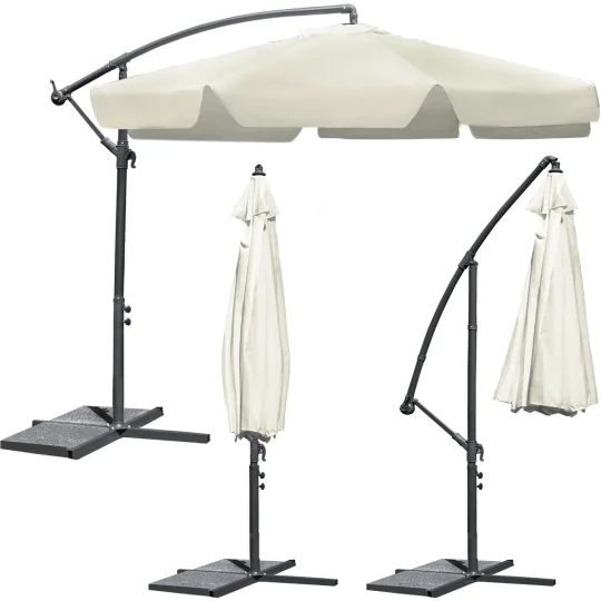 Sklopivi Vrtni Suncobran, 6 Segmenata, Bež, 350 Cm 1