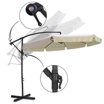 Sklopivi Vrtni Suncobran, 6 Segmenata, Bež, 350 Cm 7