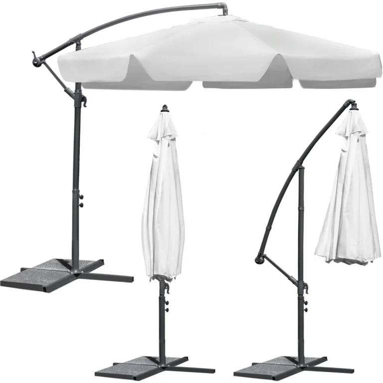 Sklopivi Vrtni Suncobran, 6 Segmenata, Sivi, 350 Cm 1