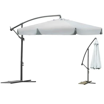 Sklopivi Vrtni Suncobran, 6 Segmenata, Sivi, 350 Cm 3