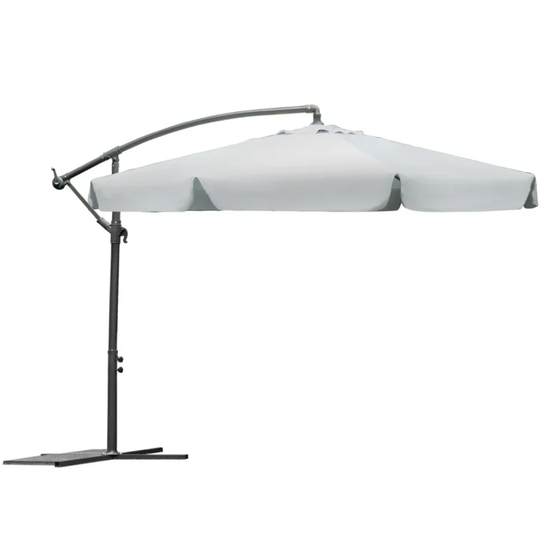 Sklopivi Vrtni Suncobran, 6 Segmenata, Sivi, 350 Cm 5
