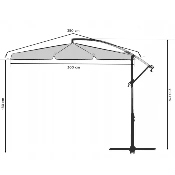 Sklopivi Vrtni Suncobran, 6 Segmenata, Sivi, 350 Cm 9