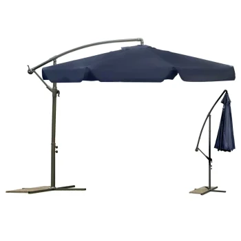 Sklopivi Vrtni Suncobran, 6 Segmenata, Tamnoplava Boja, 350 Cm 3