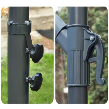 Sklopivi Vrtni Suncobran, 6 Segmenata, Tamnoplava Boja, 350 Cm 9