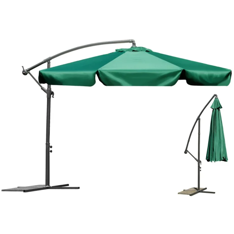 Sklopivi Vrtni Suncobran, 6 Segmenata, Zeleni, 350 Cm 3
