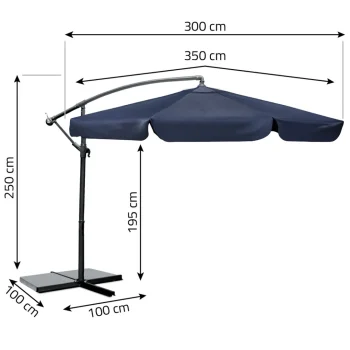 Sklopivi Vrtni Suncobran, 8 Segmenata, 350 Cm, S Navlakom, Plonos Pl 881, Siva, Var. 488102 3