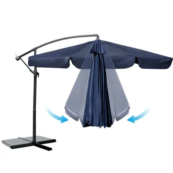Sklopivi Vrtni Suncobran, 8 Segmenata, 350 Cm, S Navlakom, Plonos Pl 881, Siva, Var. 488102 4