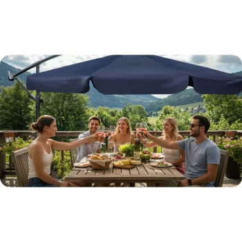 Sklopivi Vrtni Suncobran, 8 Segmenata, 350 Cm, S Navlakom, Plonos Pl 881, Siva, Var. 488102 9