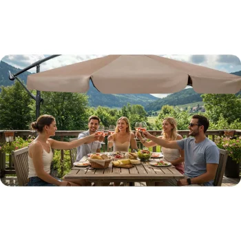 Sklopivi Vrtni Suncobran, 8 Segmenata, 350 Cm, S Navlakom, Plonos Pl 881, Siva, Var. 488103 10