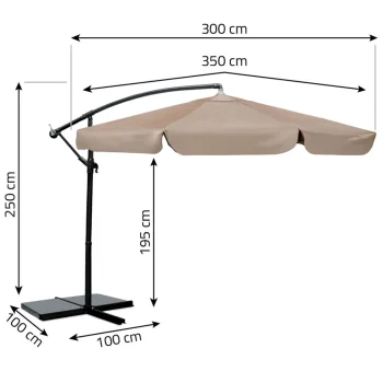 Sklopivi Vrtni Suncobran, 8 Segmenata, 350 Cm, S Navlakom, Plonos Pl 881, Siva, Var. 488103 3
