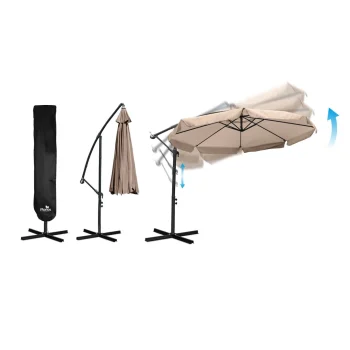 Sklopivi Vrtni Suncobran, 8 Segmenata, 350 Cm, S Navlakom, Plonos Pl 881, Siva, Var. 488103 6