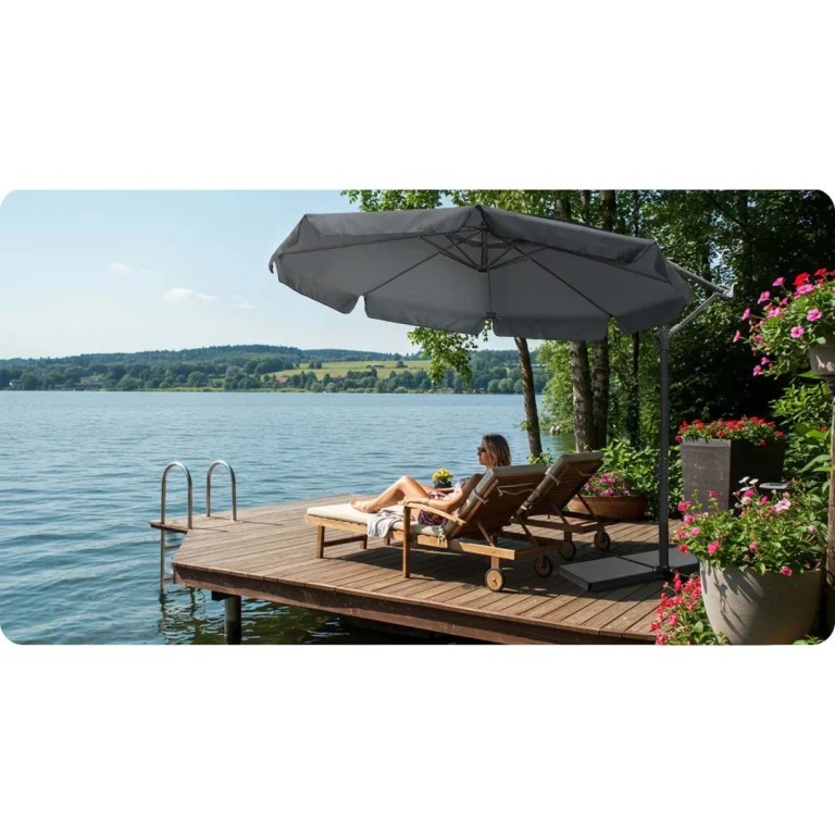 Sklopivi Vrtni Suncobran, 8 Segmenata, 350 Cm, S Navlakom, Plonos Pl 881, Siva 13
