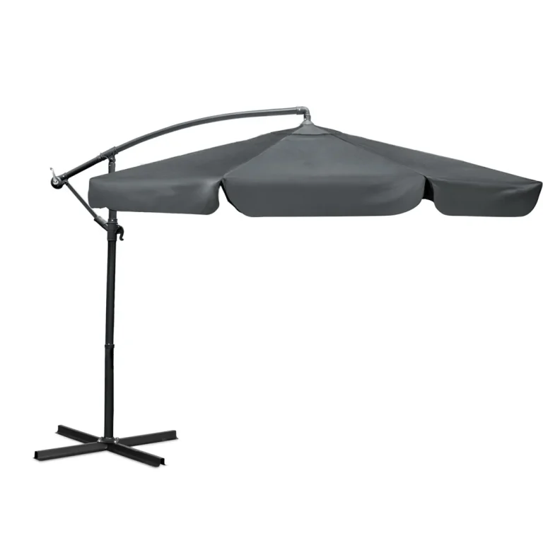 Sklopivi Vrtni Suncobran, 8 Segmenata, 350 Cm, S Navlakom, Plonos Pl 881, Siva 3