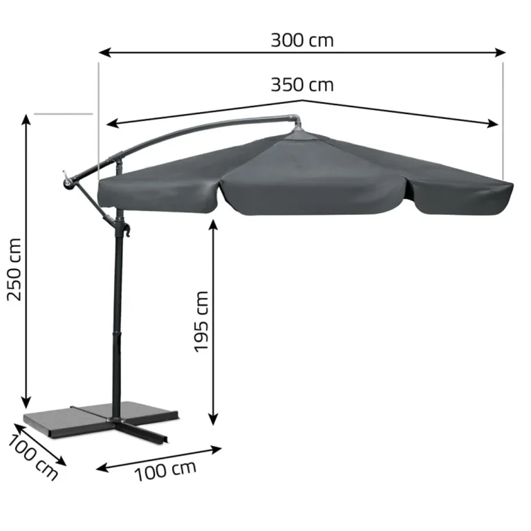 Sklopivi Vrtni Suncobran, 8 Segmenata, 350 Cm, S Navlakom, Plonos Pl 881, Siva 4