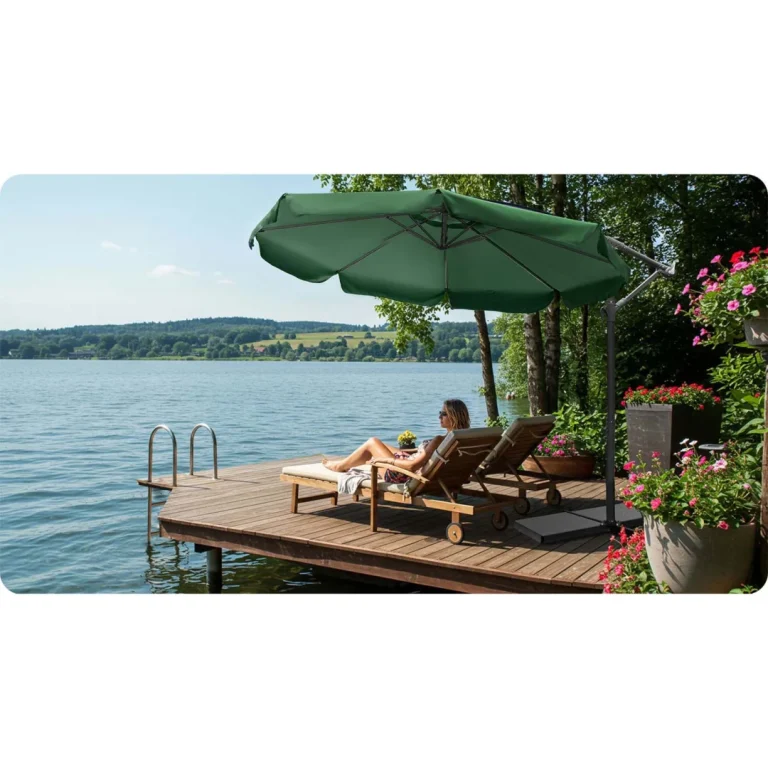 Sklopivi Vrtni Suncobran, 8 Segmenata, 350 Cm, S Navlakom, Plonos Pl 881, Zelena 12