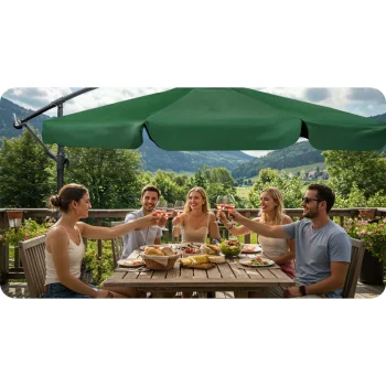 Sklopivi Vrtni Suncobran, 8 Segmenata, 350 Cm, S Navlakom, Plonos Pl 881, Zelena 9