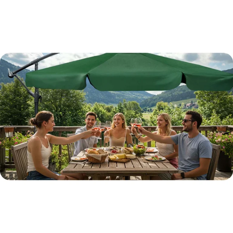 Sklopivi Vrtni Suncobran, 8 Segmenata, 350 Cm, S Navlakom, Plonos Pl 881, Zelena 9