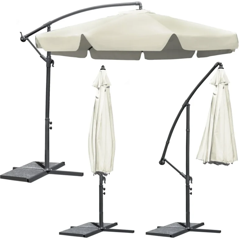 Sklopivi Vrtni Suncobran, 8 Segmenata, Bež, 350 Cm 1