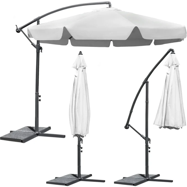 Sklopivi Vrtni Suncobran, 8 Segmenata, Sivi, 350 Cm 1